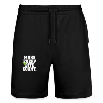 Veganer Make Every Count Go Vegan Veganerin - Short de jogging bio TRAINER Stanley/Stella unisexe - noir - Devant - Nik (191cm) & Marisol (170cm)