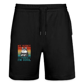 My Husky thinks I'm cool - Stanley/Stella Unisex Bio Joggingshorts Trainer  - Schwarz - Vorne - Nik (191cm) & Marisol (170cm)