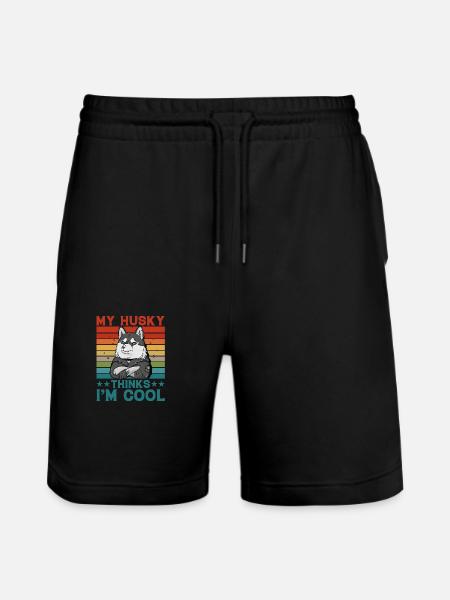 My Husky thinks I'm cool - Stanley/Stella Trainer Unisex Organic Jogging Shorts - black