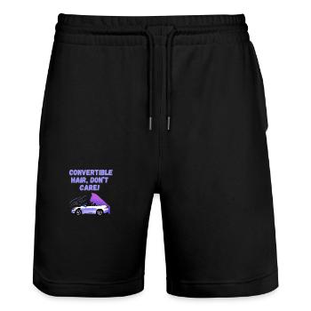 Lustiger Cabriolet Spruch Englisch Cabrio Spaß - Stanley/Stella Unisex Bio Joggingshorts Trainer  - Schwarz - Vorne - Nik (191cm) & Marisol (170cm)
