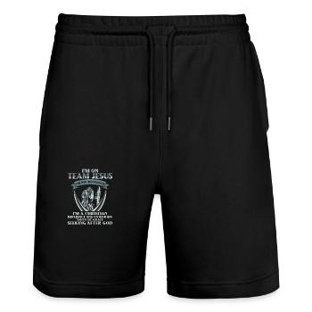 I am part of the team Jesus I am a believer Christian God - Stanley/Stella Trainer Unisex Organic Jogging Shorts - black - Front - Nik (191cm) & Marisol (170cm)