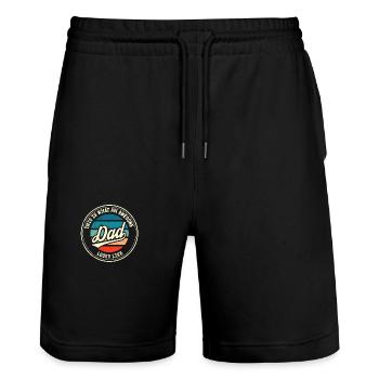 Best Dad Father's Day Dad Dad Retro Gift - Stanley/Stella Trainer Unisex Organic Jogging Shorts - black - Front - Nik (191cm) & Marisol (170cm)