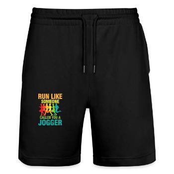 Run Like Someone Called You A Jogger - Stanley/Stella Unisex Bio Joggingshorts Trainer  - Schwarz - Vorne - Nik (191cm) & Marisol (170cm)