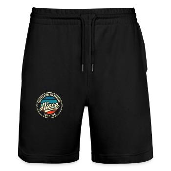 Meilleur cadeau rétro de nièce au monde - Short de jogging bio TRAINER Stanley/Stella unisexe - noir - Devant - Nik (191cm) & Marisol (170cm)