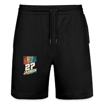 27. Geburtstag Legendär Seit 27 Jahren Legende 27 - Stanley/Stella Unisex Bio Joggingshorts Trainer  - Schwarz - Vorne - Nik (191cm) & Marisol (170cm)