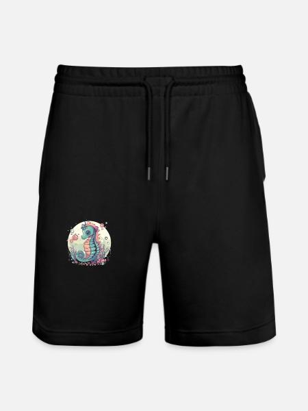 Seepferdchen Unterwasserwelt - Stanley/Stella Unisex Bio Joggingshorts Trainer - Schwarz