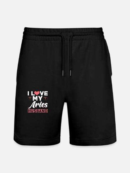 I love my Aries husband - Stanley/Stella Trainer Unisex Organic Jogging Shorts - black