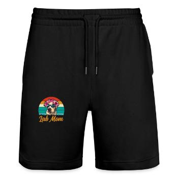 LAB MOM - Stanley/Stella Unisex Bio Joggingshorts Trainer  - Schwarz - Vorne - Nik (191cm) & Marisol (170cm)