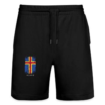 Souvenir avec le drapeau du pays d’Åland - Short de jogging bio TRAINER Stanley/Stella unisexe - noir - Devant - Nik (191cm) & Marisol (170cm)