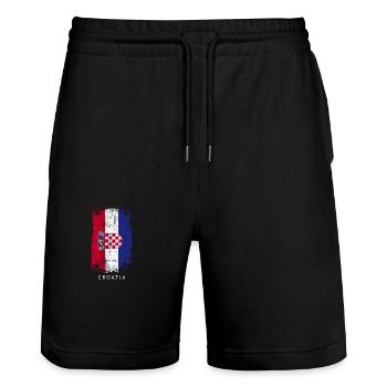 Souvenir avec le drapeau du pays de la Croatie - Short de jogging bio TRAINER Stanley/Stella unisexe - noir - Devant - Nik (191cm) & Marisol (170cm)