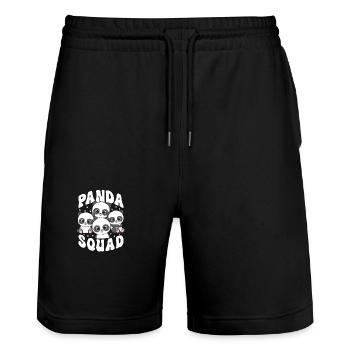 Panda Trupp - Stanley/Stella Unisex Bio Joggingshorts Trainer  - Schwarz - Vorne - Nik (191cm) & Marisol (170cm)