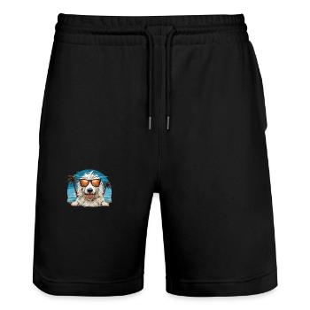 Maremmano Abruzzese German Shepherd - Stanley/Stella Trainer Unisex Organic Jogging Shorts - black - Front - Nik (191cm) & Marisol (170cm)