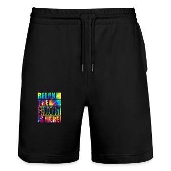 Geologist Funny saying - Stanley/Stella Trainer Unisex Organic Jogging Shorts - black - Front - Nik (191cm) & Marisol (170cm)