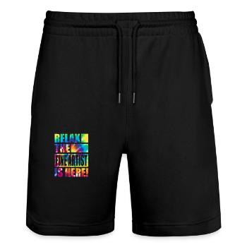Fine Artist Lustiger Spruch - Stanley/Stella Unisex Bio Joggingshorts Trainer  - Schwarz - Vorne - Nik (191cm) & Marisol (170cm)