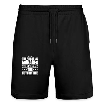 Cadeau pour le directeur financier - Short de jogging bio TRAINER Stanley/Stella unisexe - noir - Devant - Nik (191cm) & Marisol (170cm)