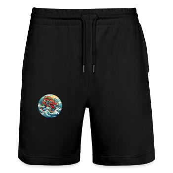 Chinese dragon - Stanley/Stella Trainer Unisex Organic Jogging Shorts - black - Front - Nik (191cm) & Marisol (170cm)