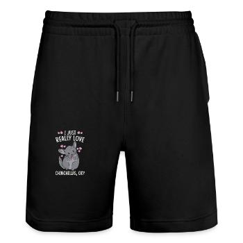 Cadeau Chinchilla - Short de jogging bio TRAINER Stanley/Stella unisexe - noir - Devant - Nik (191cm) & Marisol (170cm)