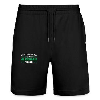 Zwinge Mich Nicht, Meine Jamaikanische Stimme Zu - Stanley/Stella Unisex Bio Joggingshorts Trainer  - Schwarz - Vorne - Nik (191cm) & Marisol (170cm)