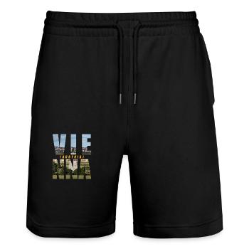 Vienne Autriche Souvenir - Short de jogging bio TRAINER Stanley/Stella unisexe - noir - Devant - Nik (191cm) & Marisol (170cm)