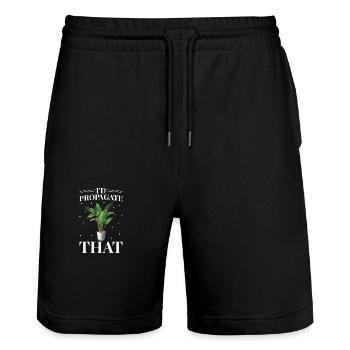 I would propagate banana plant lovers - Stanley/Stella Trainer Unisex Organic Jogging Shorts - black - Front - Nik (191cm) & Marisol (170cm)