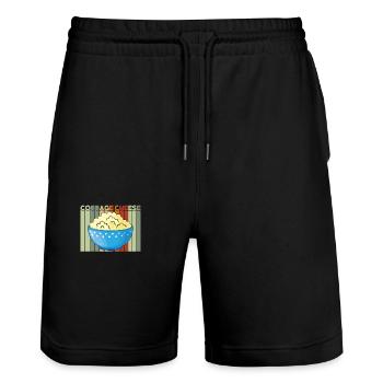 Cottage Cheese Retro Vintage Cottage Cheese - Stanley/Stella Trainer Unisex Organic Jogging Shorts - black - Front - Nik (191cm) & Marisol (170cm)