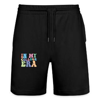 Hochschule Retro Groovy Student - Stanley/Stella Unisex Bio Joggingshorts Trainer  - Schwarz - Vorne - Nik (191cm) & Marisol (170cm)