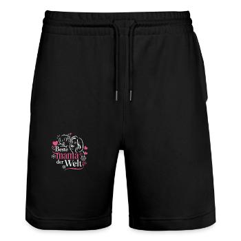 all the best mom in the world - Stanley/Stella Trainer Unisex Organic Jogging Shorts - black - Front - Nik (191cm) & Marisol (170cm)