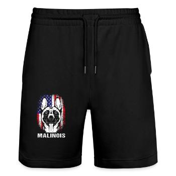 Belgischer Malinois - Stanley/Stella Unisex Bio Joggingshorts Trainer  - Schwarz - Vorne - Nik (191cm) & Marisol (170cm)