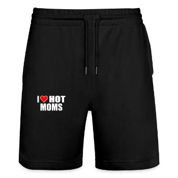 I love hot moms - Stanley/Stella Unisex Bio Joggingshorts Trainer  - Schwarz - Vorne - Nik (191cm) & Marisol (170cm)