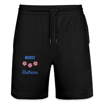 MERCI. MERCI MAÎTRESSE. CADEAU MAÎTRESSE. VACANCES - Short de jogging bio TRAINER Stanley/Stella unisexe - noir - Devant - Nik (191cm) & Marisol (170cm)