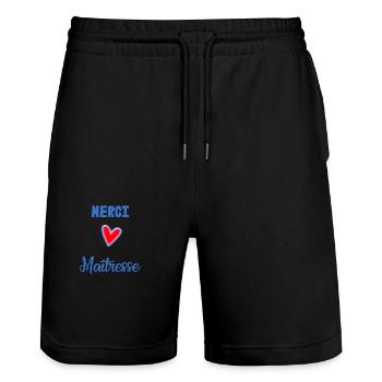 MERCI. MERCI MAÎTRESSE. CADEAU MAÎTRESSE. VACANCES - Short de jogging bio TRAINER Stanley/Stella unisexe - noir - Devant - Nik (191cm) & Marisol (170cm)