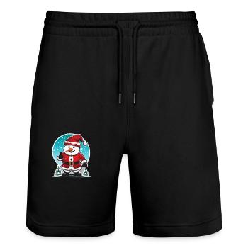 cooler Schneemann - Stanley/Stella Unisex Bio Joggingshorts Trainer  - Schwarz - Vorne - Nik (191cm) & Marisol (170cm)