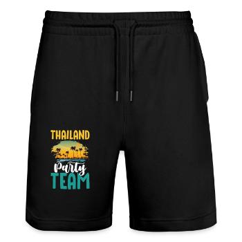 Thailand Party Team - Stanley/Stella Trainer Unisex Organic Jogging Shorts - black - Front - Nik (191cm) & Marisol (170cm)