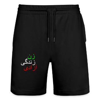 Women life freedom - Stanley/Stella Trainer Unisex Organic Jogging Shorts - black - Front - Nik (191cm) & Marisol (170cm)
