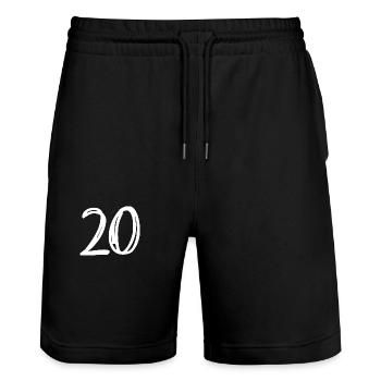 20 ANS. 20e ANNIVERSAIRE. ANNIVERSAIRE 20 ANS. 20 - Short de jogging bio TRAINER Stanley/Stella unisexe - noir - Devant - Nik (191cm) & Marisol (170cm)