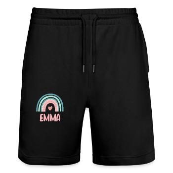 Emma Name Rainbow Baby - Stanley/Stella Trainer Unisex Organic Jogging Shorts - black - Front - Nik (191cm) & Marisol (170cm)