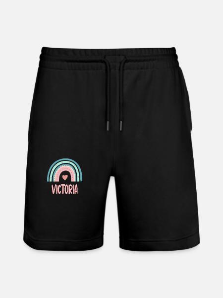 Victoria Name Rainbow Baby - Stanley/Stella Trainer Unisex Organic Jogging Shorts - black