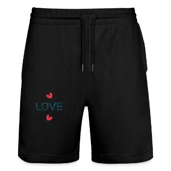 LIEBE. ICH HABE GERADE GEHEIRATET. Junggesellinnenabschied. HEILIGER VALENTINSTAG. PAAR. - Stanley/Stella Unisex Bio Joggingshorts Trainer  - Schwarz - Vorne - Nik (191cm) & Marisol (170cm)