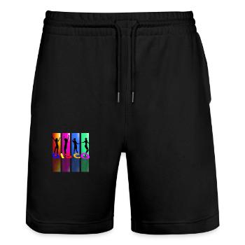 Disco Musik Geschenk Tanzen Tänzer Discjockey DJ - Stanley/Stella Unisex Bio Joggingshorts Trainer  - Schwarz - Vorne - Nik (191cm) & Marisol (170cm)