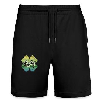 Cadeau de la Saint-Patrick Trèfle Hommes, Femmes, Enfants - Short de jogging bio TRAINER Stanley/Stella unisexe - noir - Devant - Nik (191cm) & Marisol (170cm)