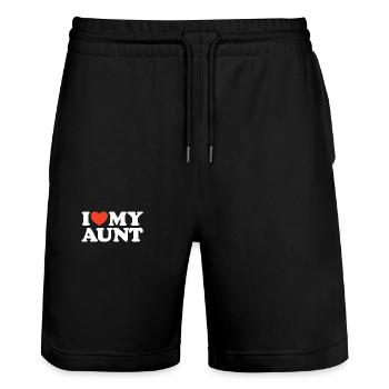 I love my aunt heart shirt - Stanley/Stella Trainer Unisex Organic Jogging Shorts - black - Front - Nik (191cm) & Marisol (170cm)