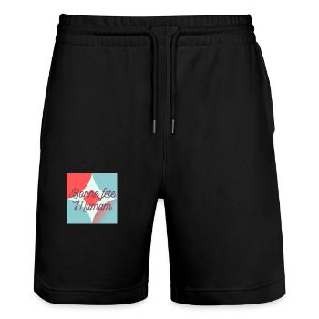 FÊTE DES MÈRES,BONNE FÊTE MAMAN,MAMAN,JE T'AIME - Short de jogging bio TRAINER Stanley/Stella unisexe - noir - Devant - Nik (191cm) & Marisol (170cm)