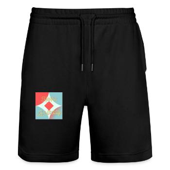 BIRTHDAY,HAPPY BIRTHDAY,HAPPY BIRTHDAY - Stanley/Stella Trainer Unisex Organic Jogging Shorts - black - Front - Nik (191cm) & Marisol (170cm)