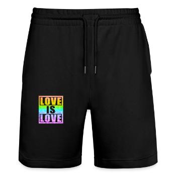 Love is Love LGBT - Celebrate Diversity - Stanley/Stella Trainer Unisex Organic Jogging Shorts - black - Front - Nik (191cm) & Marisol (170cm)