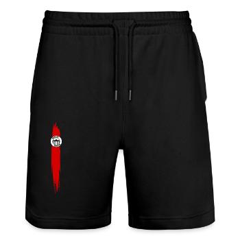 Streifen von Berlin Rot - Stanley/Stella Unisex Bio Joggingshorts Trainer  - Schwarz - Vorne - Nik (191cm) & Marisol (170cm)