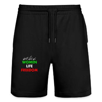 Women life freedom - Stanley/Stella Unisex Bio Joggingshorts Trainer  - Schwarz - Vorne - Nik (191cm) & Marisol (170cm)