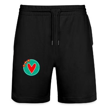 MOM. MOTHER's DAY. HAPPY MOTHER'S DAY. I LOVE YOU - Stanley/Stella Trainer Unisex Organic Jogging Shorts - black - Front - Nik (191cm) & Marisol (170cm)