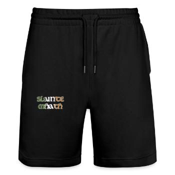 Sláinte mhath Prost! Irische Flagge Irland - Stanley/Stella Unisex Bio Joggingshorts Trainer  - Schwarz - Vorne - Nik (191cm) & Marisol (170cm)