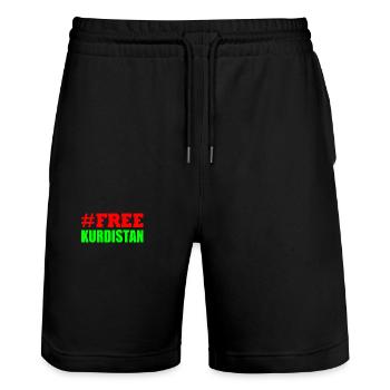 Free Kurdistan - Stanley/Stella Unisex Bio Joggingshorts Trainer  - Schwarz - Vorne - Nik (191cm) & Marisol (170cm)