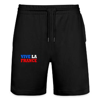 Vive la france - Stanley/Stella Trainer Unisex Organic Jogging Shorts - black - Front - Nik (191cm) & Marisol (170cm)